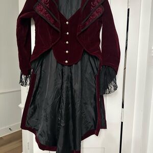 Vintage Burgundy Velvet Women's Blazer